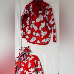 Custommade Alaska Native Poppy Kuspuks for mom and daughter.